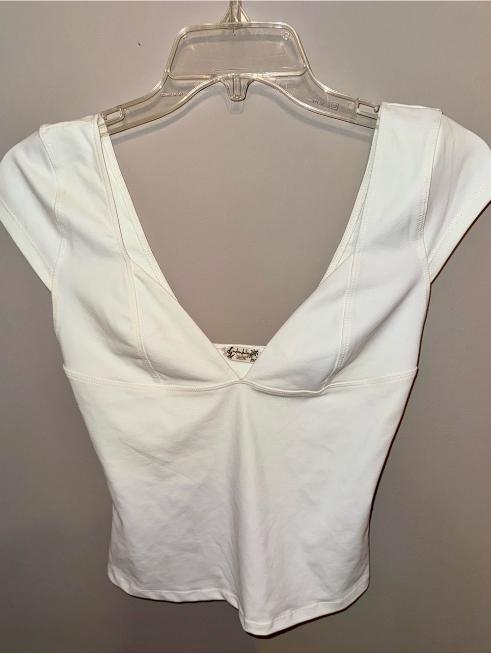 For Love & Lemons White Fitted V-Neck Top XS Estimated Corset Style